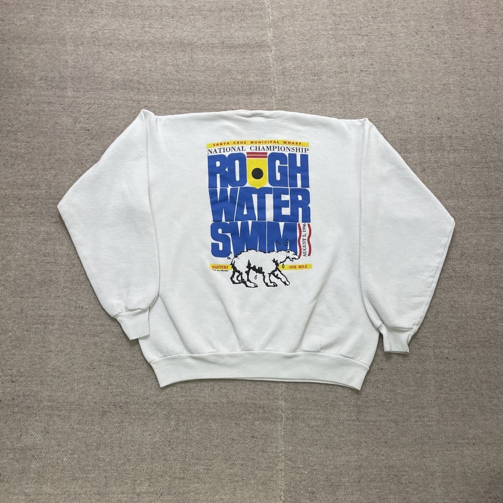 Vintag Rough Water Swim national championship sweatshirt mens Large white 1990s